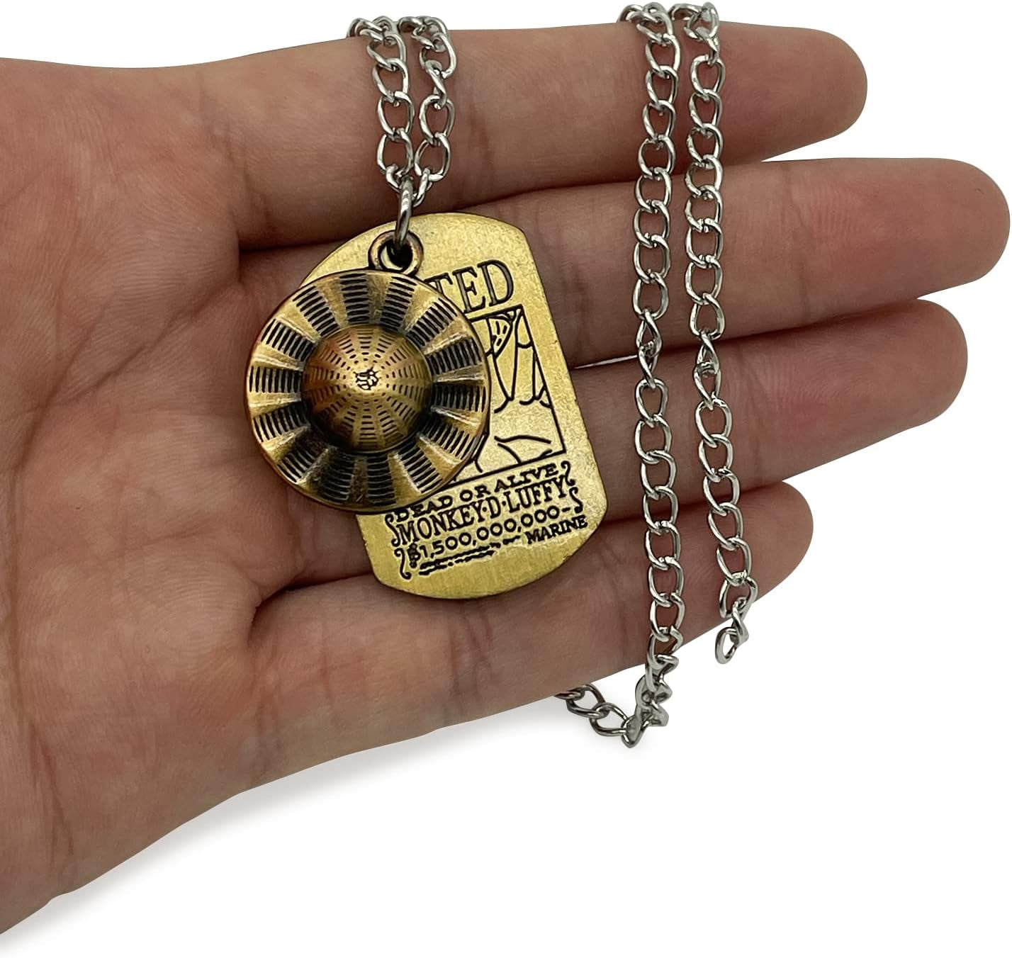 One Piece Anime Necklace Luffy 1.5 Billion Wanted Pendant Anime Accessories Luffy Straw Hat Pirates Rope Chain for Men Boys