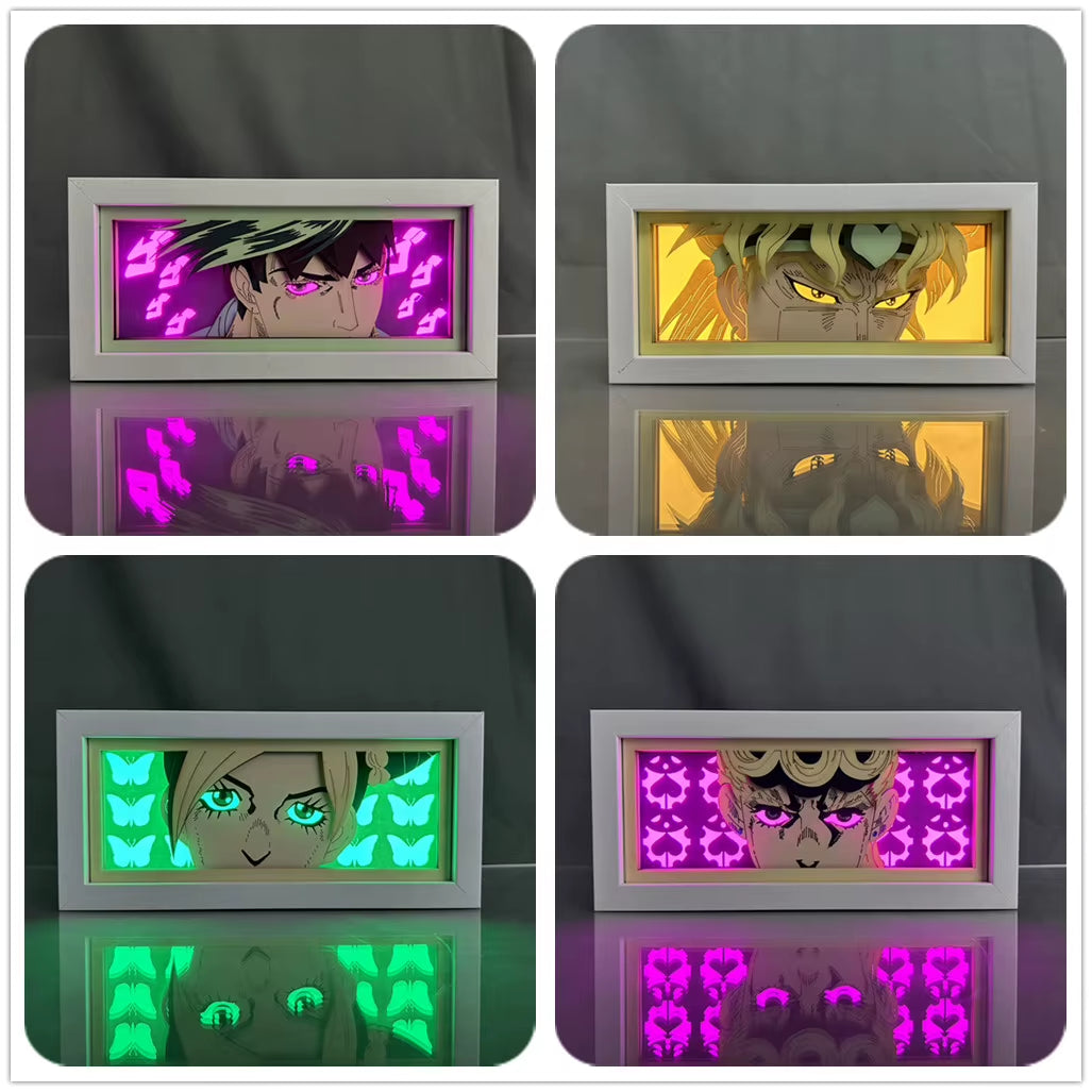 Anime Led Light Box Jojo Bizarre Adventure Rohan Paper Cut Shadow Box Jotaro for Room Deco Table Lamp Jolyne Jojo'S Lightbox Dio