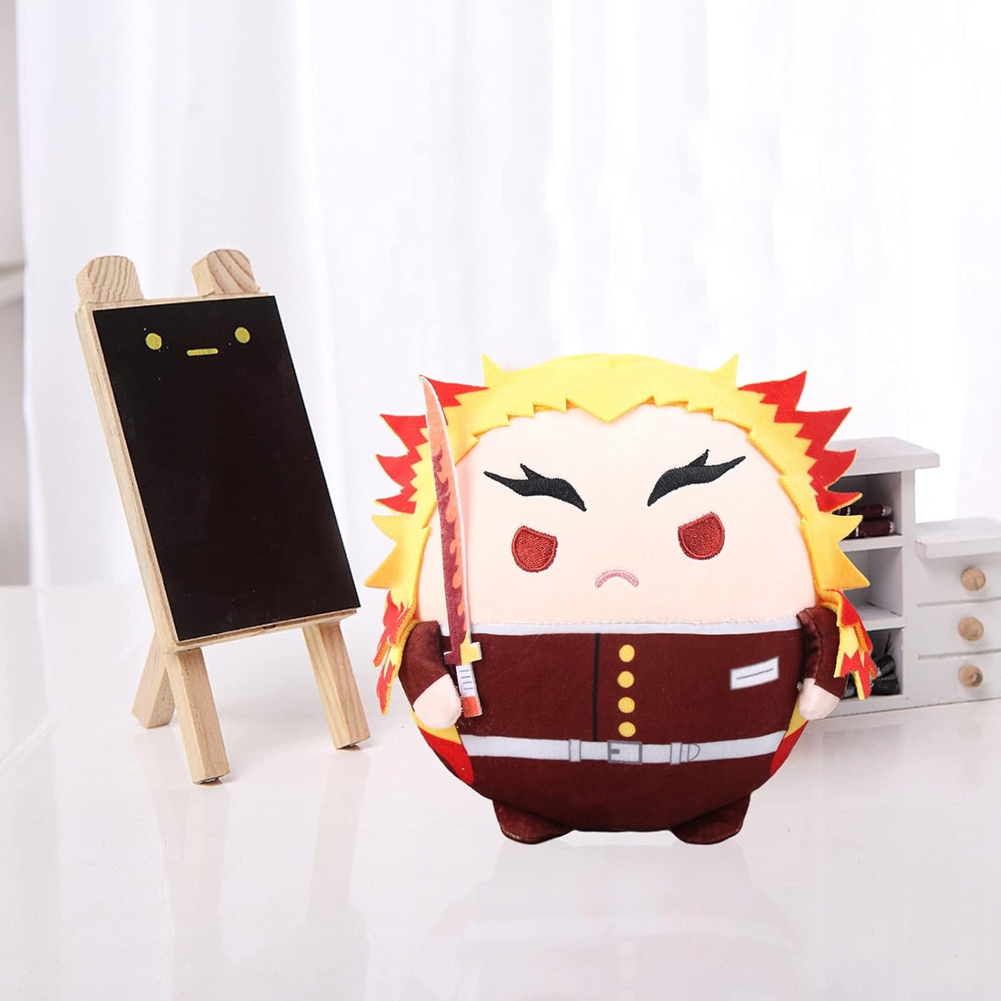 Anime Plush Doll Toy Tanjirou Nezuko Stuffed Plushie Figures Keychain Decoration Kids Gifts Halloween Cosplay Props (Rengoku Kyoujurou, 20Cm/7.87Inch)