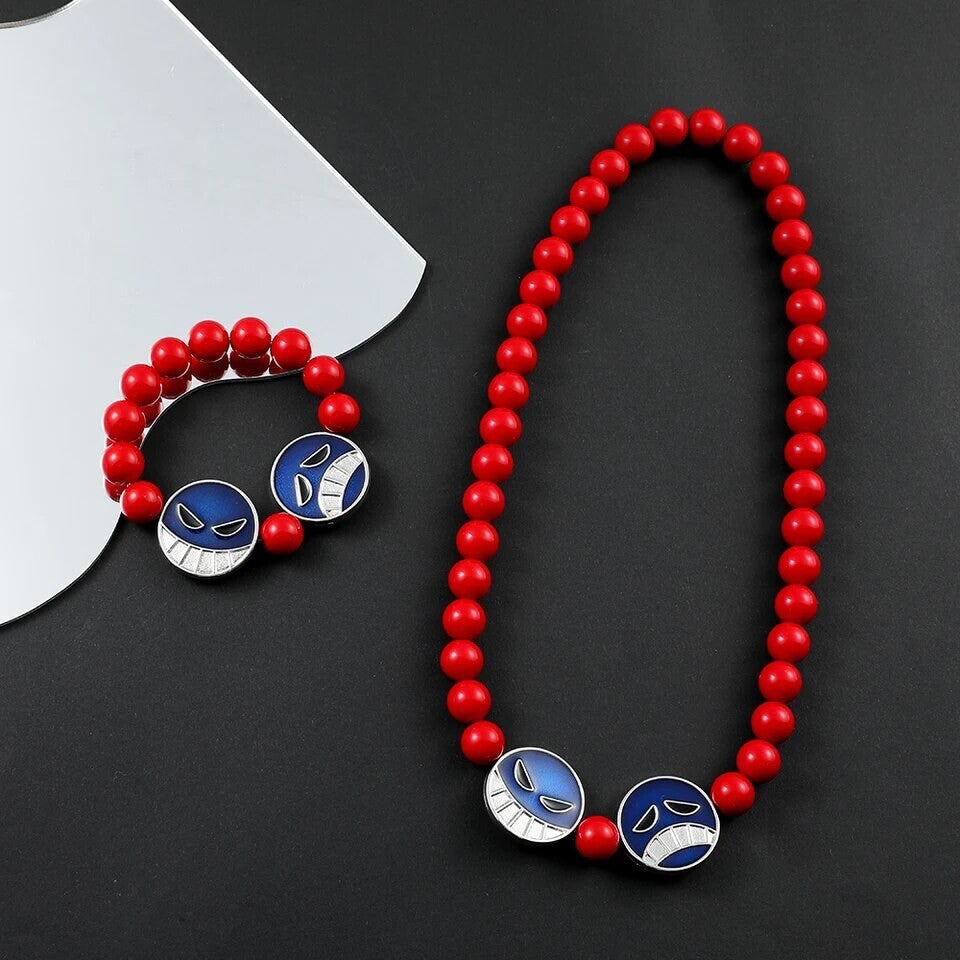 One Piece Portgas D Ace Hats Belt Bracelet Necklace Cosplay Props Roleplay