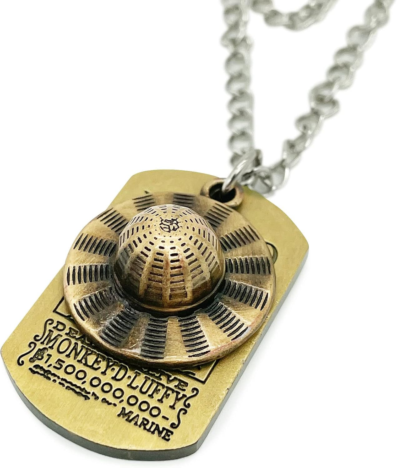 One Piece Anime Necklace Luffy 1.5 Billion Wanted Pendant Anime Accessories Luffy Straw Hat Pirates Rope Chain for Men Boys