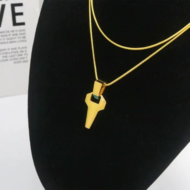 Anime Cyberpunk Edgerunners David Martinez Cosplay Necklace Double Layer Golden Chain Cross Pendant Necklace Women Men Jewelries