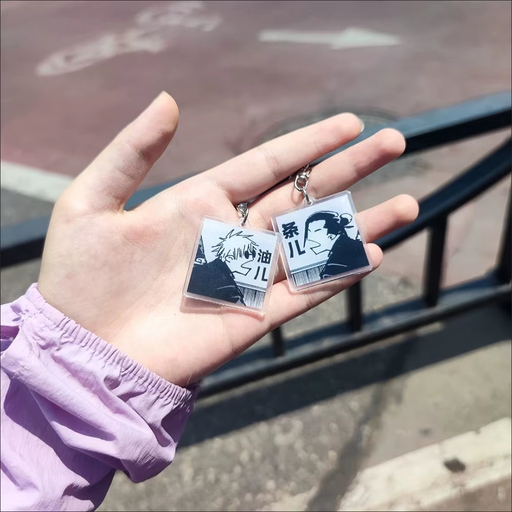 Anime Satoru Gojo Geto Suguru Key Chain Cute Bag Backpack Pendant Acrylic Couple Keychains Accessories 