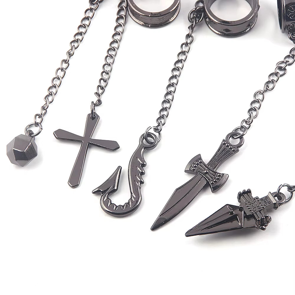 Hunter X Hunter Kurapika 5 Rings Chain Charms Bracelet Punk Hip Hop Vintage Cross Finger Chain Pendant for Women Men Jewelry