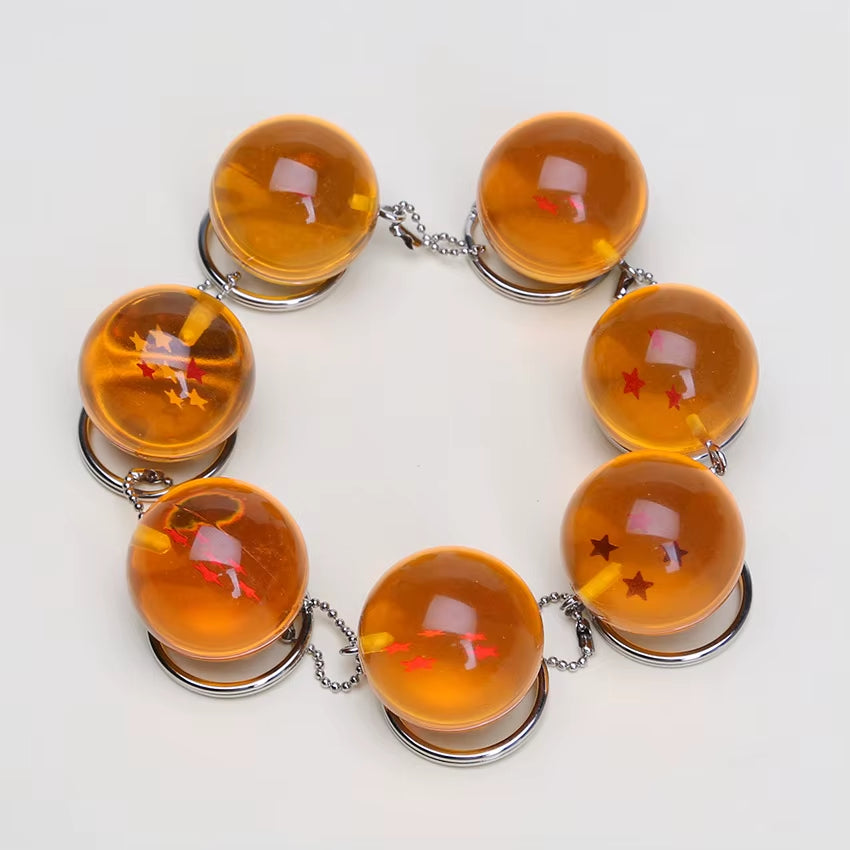 7Pcs/Set 2.5Cm Anime 7 Stars Crystal Balls Key Chain Pendants Keychain Figure Toy Keyfob Keyring