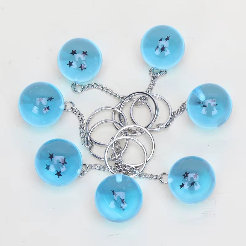 7Pcs/Set 2.5Cm Anime 7 Stars Crystal Balls Key Chain Pendants Keychain Figure Toy Keyfob Keyring