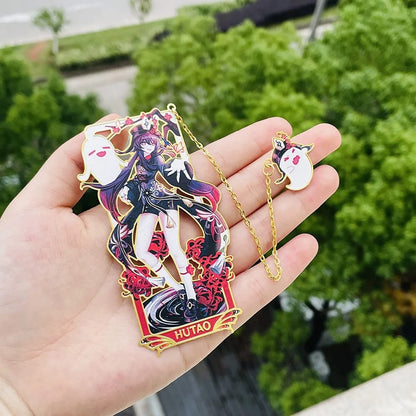 Genshin Impact Hu Tao Metal Bookmark - Classic Anime Figure Bookmark, Great Gift for Game Fans, Reader, Friends or Teachers