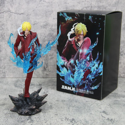 New 24Cm One Piece Anime Figures Sanji Devil Suit Pvc Gk Statue Model Collection Room Ornament Kids Toys Children'S Day Gifts
