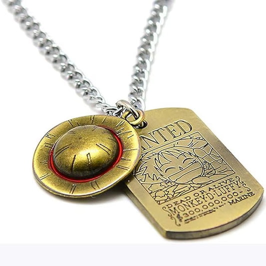 Anime One Piece Luffy Skeleton the Straw Hat Pirates Rope Chain Pendant Necklace Cap Cosplay for Boys Men