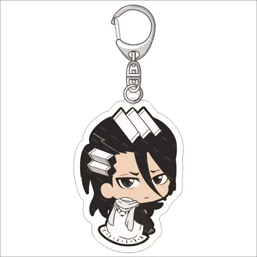 Popular Classics Anime Acrylic Keychain Fashion Kurosaki Ichigo Ishida Uryuu Kuchiki Rukia Cartoon Figures Key Chain Bag Pendant