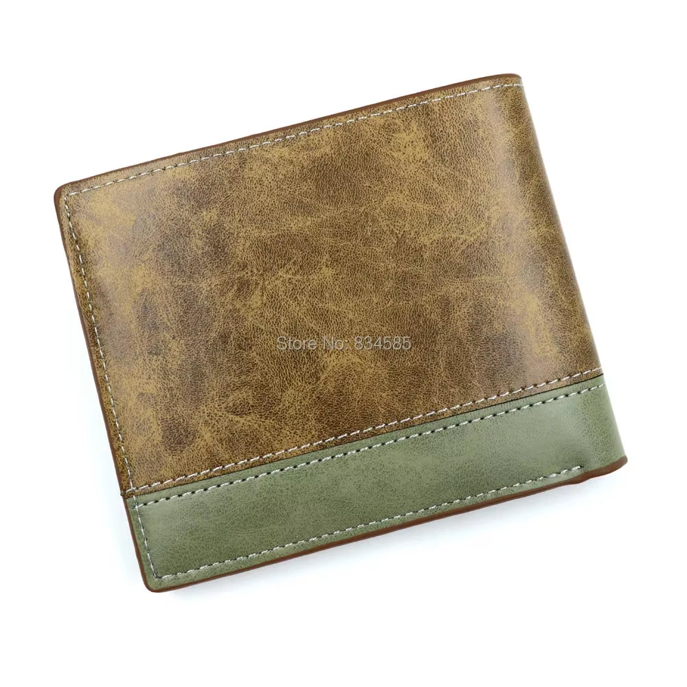 Anime Jojo Bizarre Adventure Khaki Men'S Bifold PU Synthetic Wallet Cool Kujo Jotaro Coin Purse Money Clip