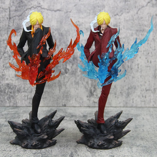New 24Cm One Piece Anime Figures Sanji Devil Suit Pvc Gk Statue Model Collection Room Ornament Kids Toys Children'S Day Gifts