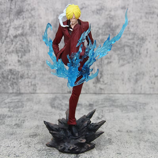 New 24Cm One Piece Anime Figures Sanji Devil Suit Pvc Gk Statue Model Collection Room Ornament Kids Toys Children'S Day Gifts
