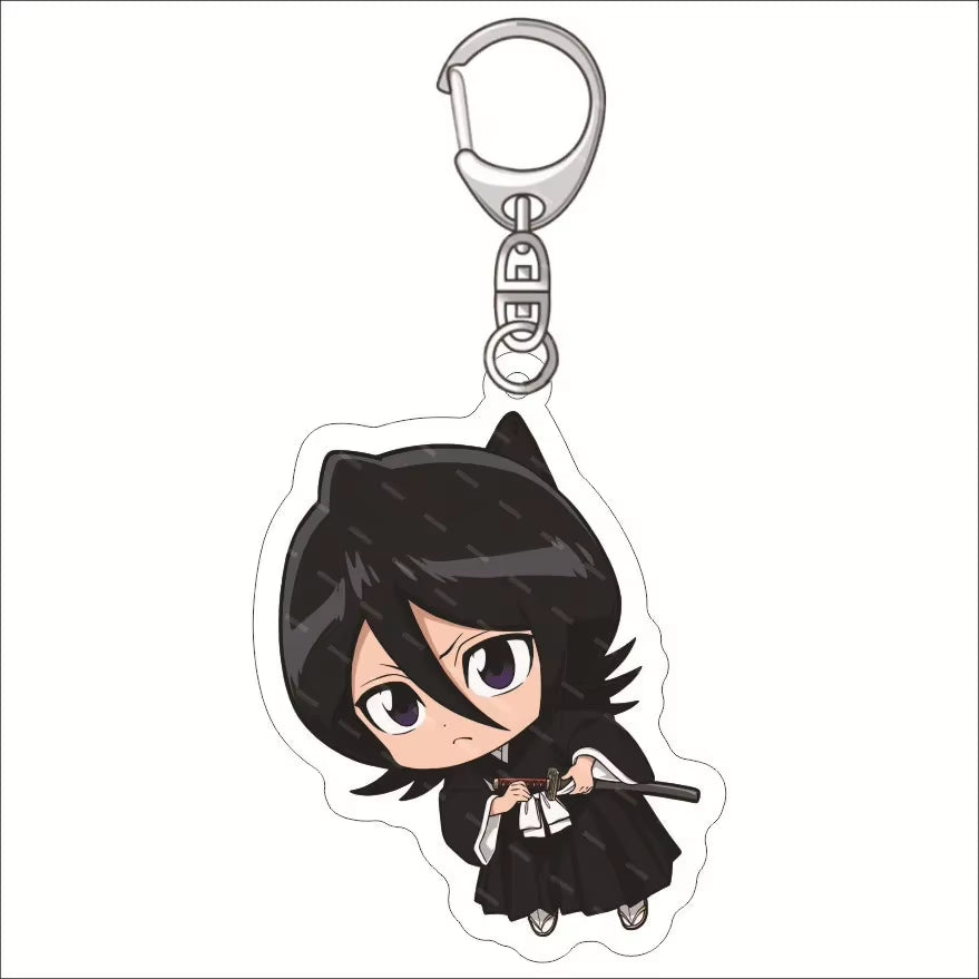Popular Classics Anime Acrylic Keychain Fashion Kurosaki Ichigo Ishida Uryuu Kuchiki Rukia Cartoon Figures Key Chain Bag Pendant