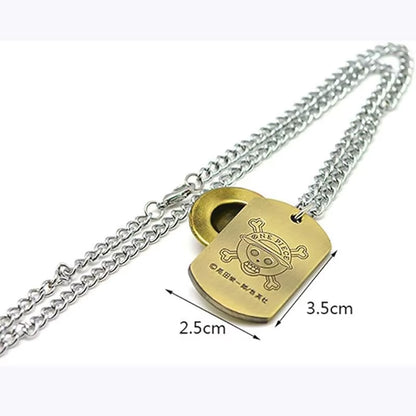 Anime One Piece Luffy Skeleton the Straw Hat Pirates Rope Chain Pendant Necklace Cap Cosplay for Boys Men