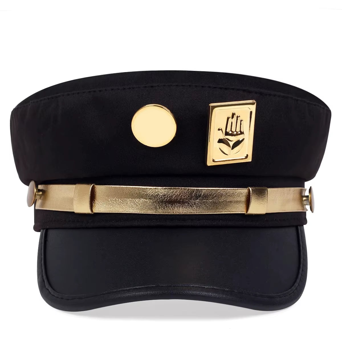 Anime Jojo'S Bizarre Adventure Kujo Jotaro Cosplay Cap Unisex Adult Metal Badge Hat Prop