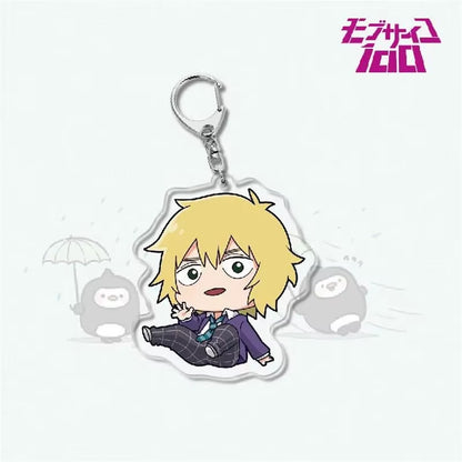 Anime Mob Psycho 100 Keychain Acrylic Cute Bag Pendant Key Chain Ring Keyring Accessories Jewelry for Fans Women Christmas Gifts