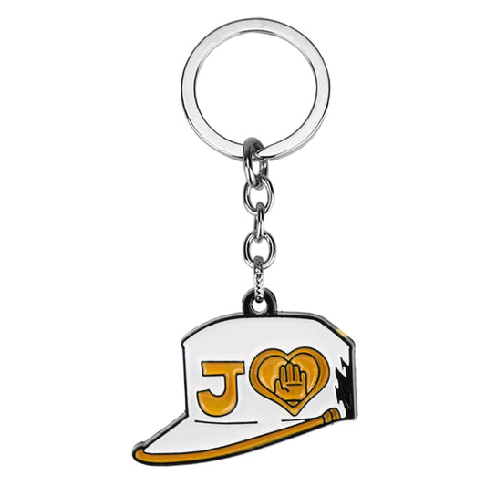 Anime JOJOS BIZARRE ADVENTURE Keyring Necklace Kujo Jotaro Hat Cap Shovel Rope Chain Pendant Metal Higashikata Josuke Jewelry