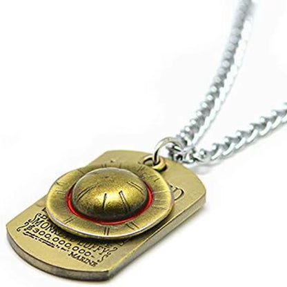 Anime One Piece Luffy Skeleton the Straw Hat Pirates Rope Chain Pendant Necklace Cap Cosplay for Boys Men