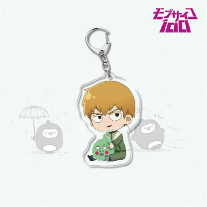 Anime Mob Psycho 100 Keychain Acrylic Cute Bag Pendant Key Chain Ring Keyring Accessories Jewelry for Fans Women Christmas Gifts