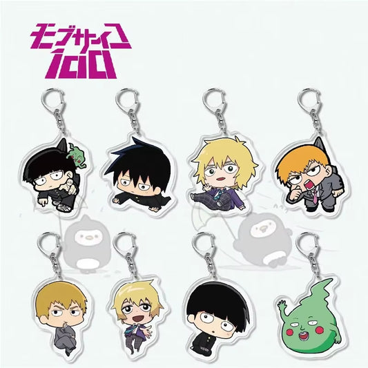 Anime Mob Psycho 100 Keychain Acrylic Cute Bag Pendant Key Chain Ring Keyring Accessories Jewelry for Fans Women Christmas Gifts