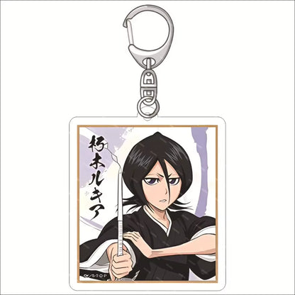 Popular Classics Anime Acrylic Keychain Fashion Kurosaki Ichigo Ishida Uryuu Kuchiki Rukia Cartoon Figures Key Chain Bag Pendant
