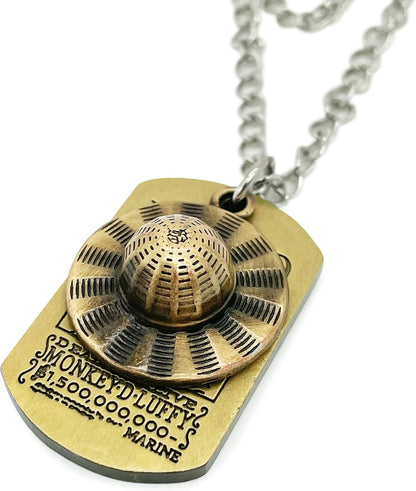 One Piece Anime Necklace Luffy 1.5 Billion Wanted Pendant Anime Accessories Luffy Straw Hat Pirates Rope Chain for Men Boys