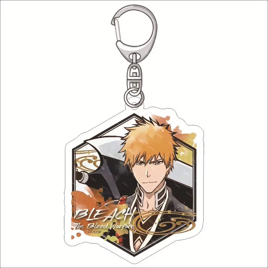 Popular Classics Anime Acrylic Keychain Fashion Kurosaki Ichigo Ishida Uryuu Kuchiki Rukia Cartoon Figures Key Chain Bag Pendant
