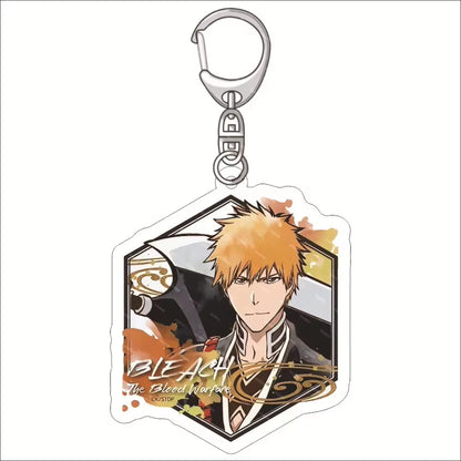 Popular Classics Anime Acrylic Keychain Fashion Kurosaki Ichigo Ishida Uryuu Kuchiki Rukia Cartoon Figures Key Chain Bag Pendant