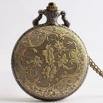 Antique Bronze Pirate Skulll Anime One Piece Quartz Pocket Watch Necklace WORKS!
