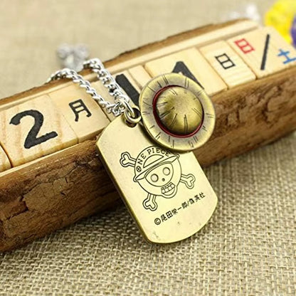 Anime One Piece Luffy Skeleton the Straw Hat Pirates Rope Chain Pendant Necklace Cap Cosplay for Boys Men
