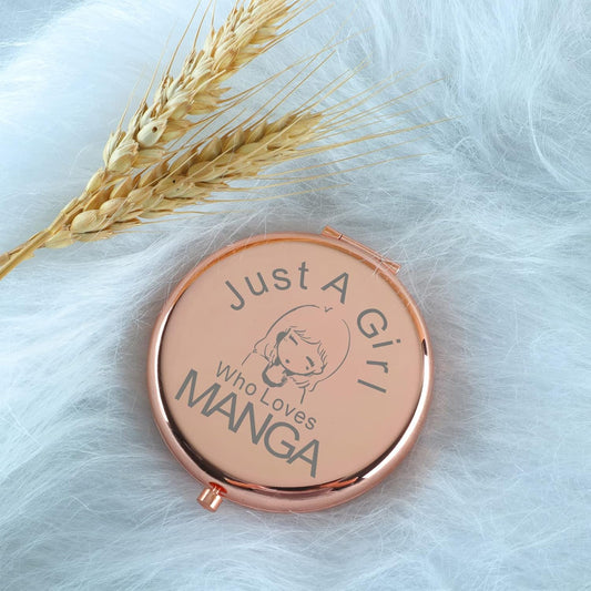 Anime Stuff for Girls Women Rose Gold Compact Cute Purse Travel Folding Hand Mirror for Birthday Christmas Thanksgiving Anime Gifts for Teen Girls