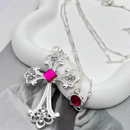 Anime DIABOLIK LOVERS Komori Yui Cosplay Necklace Gemstone Cross Pendant Chain Girl Jewelry Halloween Accessories