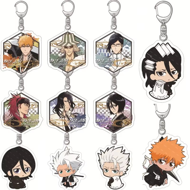 Popular Classics Anime Acrylic Keychain Fashion Kurosaki Ichigo Ishida Uryuu Kuchiki Rukia Cartoon Figures Key Chain Bag Pendant