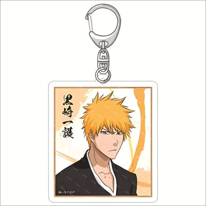 Popular Classics Anime Acrylic Keychain Fashion Kurosaki Ichigo Ishida Uryuu Kuchiki Rukia Cartoon Figures Key Chain Bag Pendant