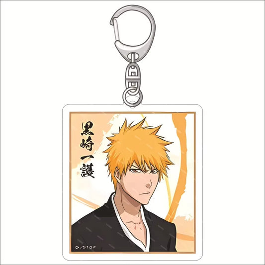 Popular Classics Anime Acrylic Keychain Fashion Kurosaki Ichigo Ishida Uryuu Kuchiki Rukia Cartoon Figures Key Chain Bag Pendant