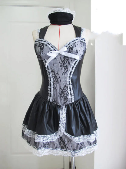 Black Halloween Corset Dress Maid Costume for Performances