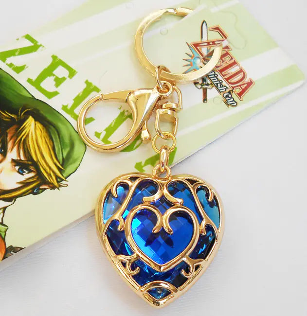 Zelda Legend Pendant Necklace with Sapphire Keychain
