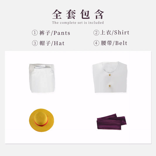 Luffy Cosplay Costume with Straw Hat and Accessories