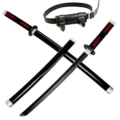 FENGLONG-YB Demon Slayer Sword Anime Kamado Tanjirou Samurai Katana Comes with Belt Cosplay 29.9 inches Christmas Halloween Activities