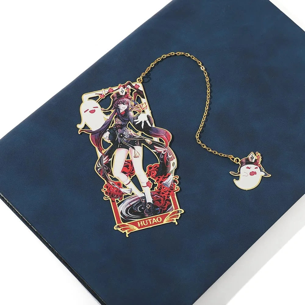 Genshin Impact Hu Tao Metal Bookmark - Classic Anime Figure Bookmark, Great Gift for Game Fans, Reader, Friends or Teachers