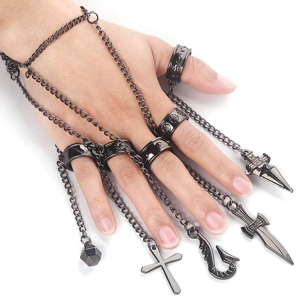 Anime Hunter X Hunter Kurapika Chain Rings Women Men Cosplay 1:1 Metal Pendant Clothing Accessories Jewelry Props