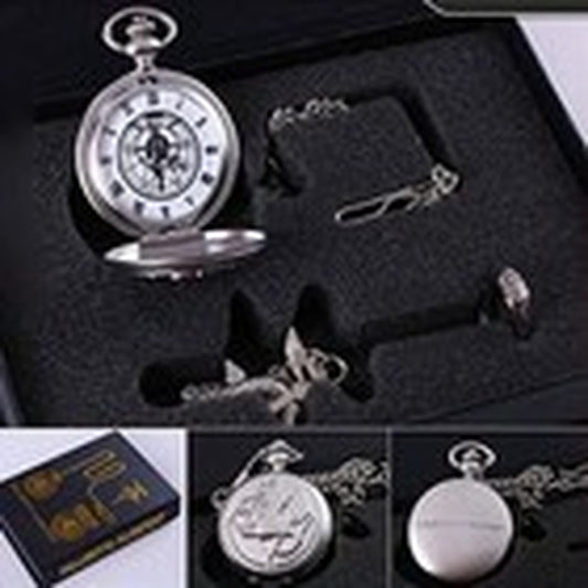 Full Metal Alchemist Pocket Watch Necklace Ring Edward Elric Anime Cosplay Gift