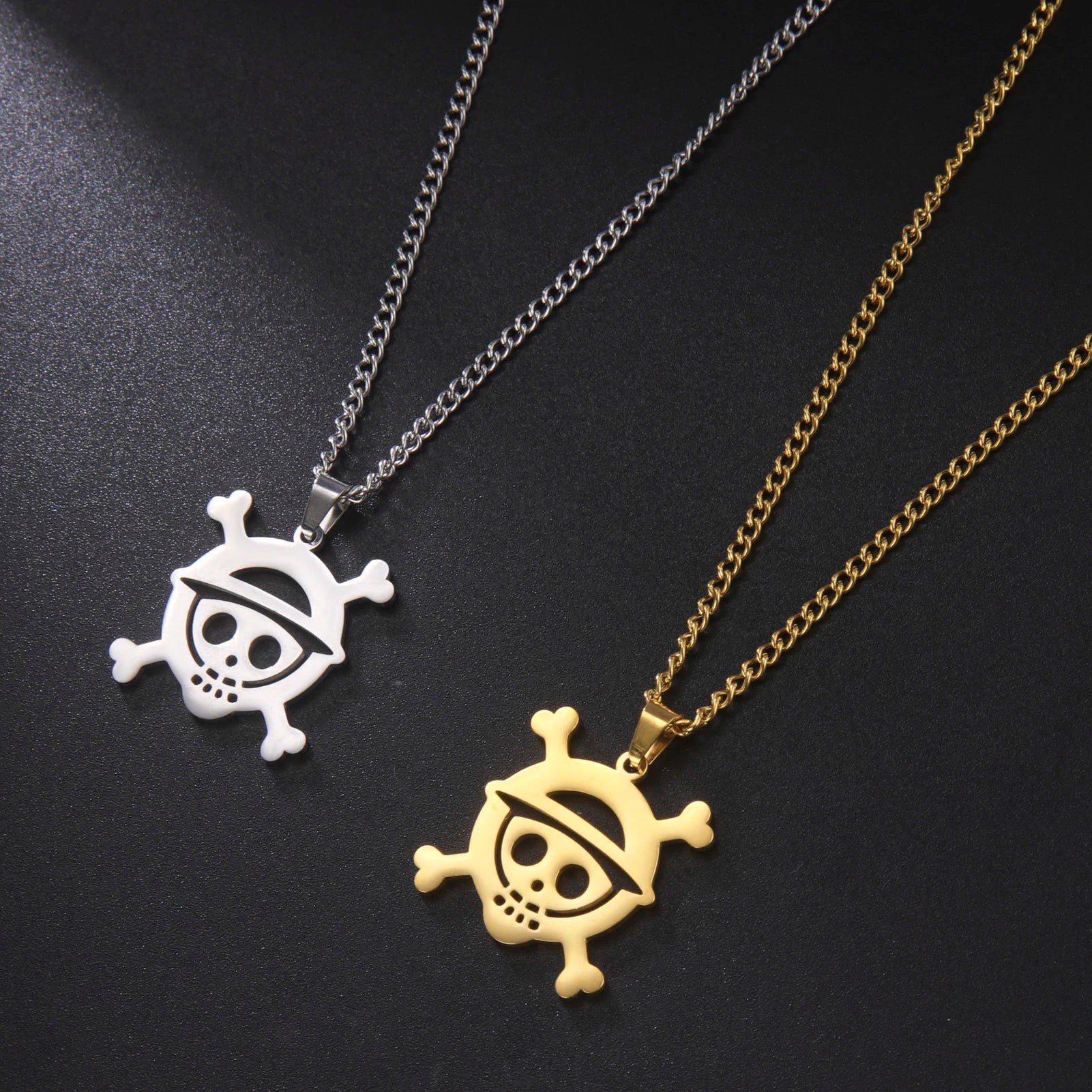 Stainless Steel Necklaces Anime Cartoon Skeleton Face Chain Fashion Choker Goth Necklace for Men Fans Jewelry Gifts One Piece