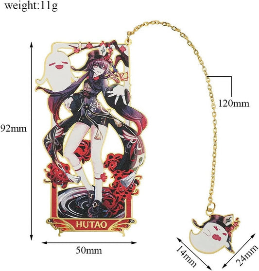 Genshin Impact Hu Tao Metal Bookmark - Classic Anime Figure Bookmark, Great Gift for Game Fans, Reader, Friends or Teachers