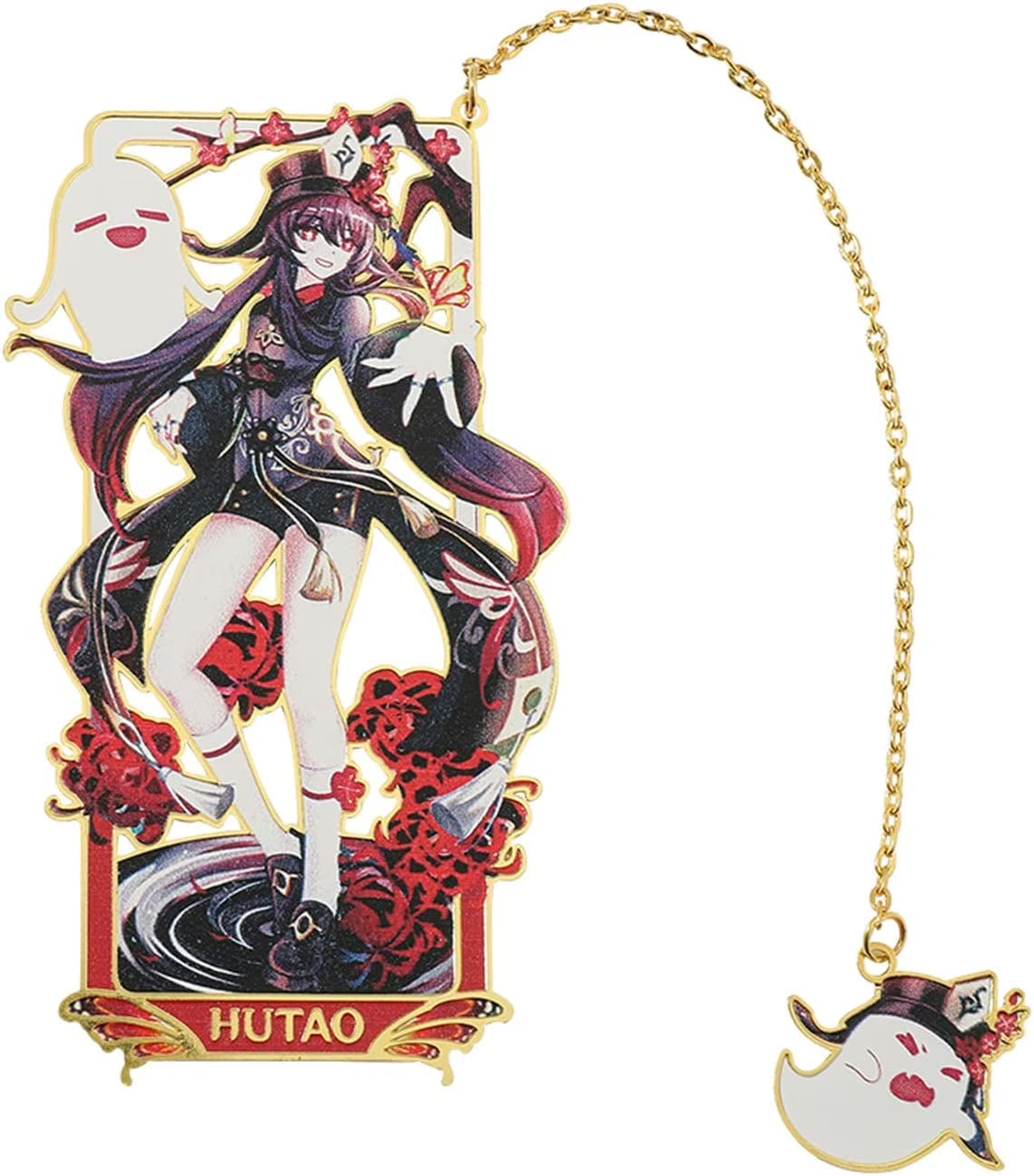Genshin Impact Hu Tao Metal Bookmark - Classic Anime Figure Bookmark, Great Gift for Game Fans, Reader, Friends or Teachers