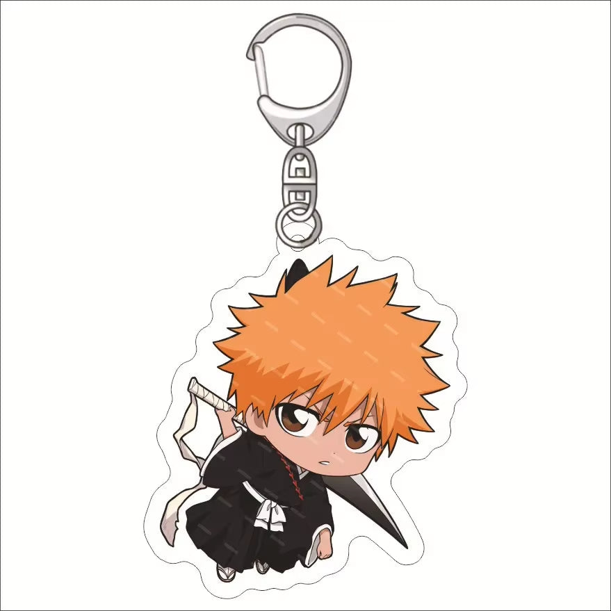 Popular Classics Anime Acrylic Keychain Fashion Kurosaki Ichigo Ishida Uryuu Kuchiki Rukia Cartoon Figures Key Chain Bag Pendant
