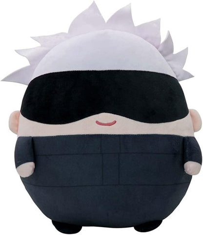 Anime Plush Doll Figures Gojo Satoru Yuji Itadori Soft Plushie Stuffed Toys Keychain round Cushion Pillow Cosplay Props Keyring (10Cm/3.94Inch, Gojo Satoru A)