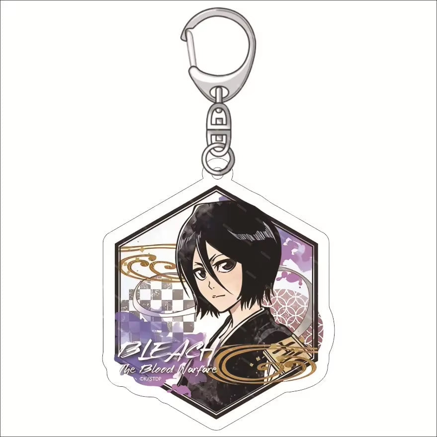 Popular Classics Anime Acrylic Keychain Fashion Kurosaki Ichigo Ishida Uryuu Kuchiki Rukia Cartoon Figures Key Chain Bag Pendant