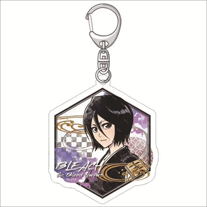 Popular Classics Anime Acrylic Keychain Fashion Kurosaki Ichigo Ishida Uryuu Kuchiki Rukia Cartoon Figures Key Chain Bag Pendant